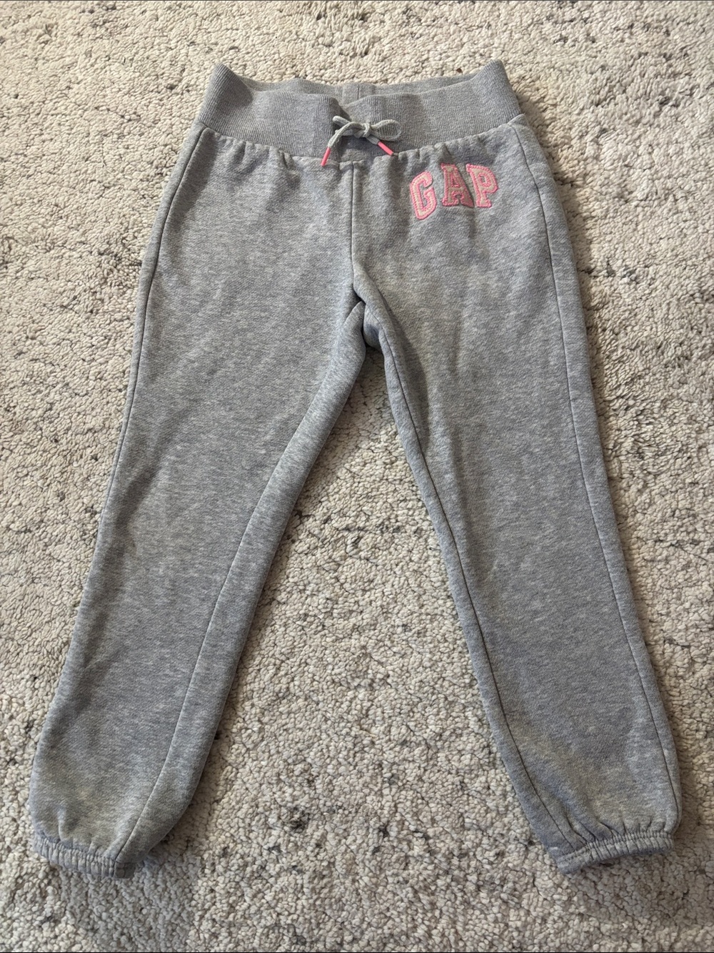 GAP Gray Cuffed Sweatpants with Pink Logo Accent Girls Size XS